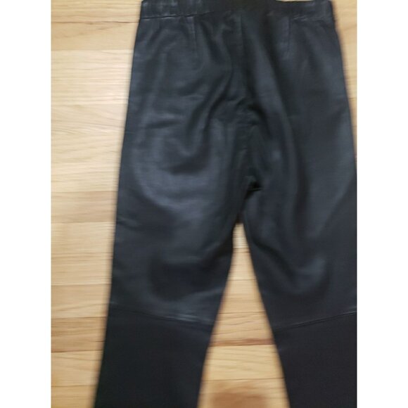 Theory Pants Black Lamb Adbelle Leather Stretch  Leggings Size 8 Elastic Waist - Picture 9 of 13